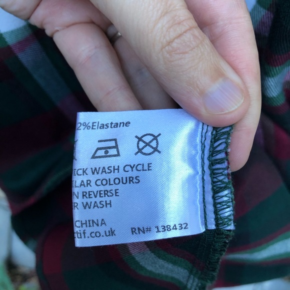 Collectif Kayden Festive Check Dungaree Dress Size XS Red Green Plaid Pinafore - Picture 12 of 14